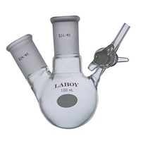 Laboy HMF050404 Glass 100 mL 2 Neck Air Free Reaction Schlenk Flask with Glass Stopcock and 24/40 Joints Round Bottom Flask