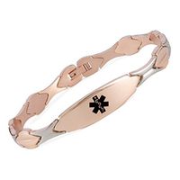 linnalove Free Engraving Rose Gold Medical id Bracelet for Women(7.5)
