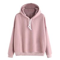 Clearance! Paymenow Women Teen Girls Long Sleeve Sweatshirt Simple Solid Color Warm Hoodie Pullover Top Casual Blouse (XL, Pink)