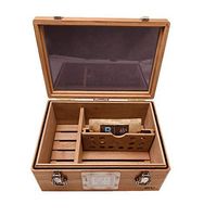 SIMU 60-90 Wooden Cigar Box Desktop Humidor,Top ACRLIC,100% Spanish Cedar Wood with Hydrometer and Humidifier