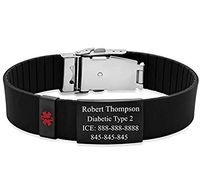 Free Engraving - Quality Medical ID Bracelet with Rubber