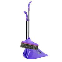 Broom and Dustpan Set Dustpan Cleans Broom Combo with 34" Long Handle Upright Dust Pan Premium Plastic Cleaning Dustpans Set for Home Kitchen Room Office Ship from US (Purple)