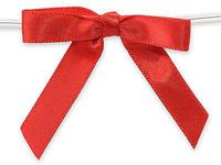 6ct. Pre-Tied RED 2" Satin Gift Bows Wire Ties Ready-to-Use 3/8" Ribbon