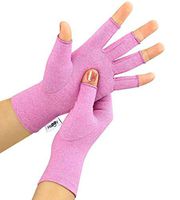 Compression Arthritis Gloves, Fingerless Hand Gloves for Rheumatoid & Osteoarthritis - Joint Pain and Carpel Tunnel Relief-Men & Women (Purple, Medium)