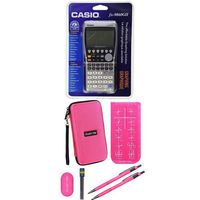 Casio FX-9860 Graphing Calculator With Travel Case And Essential Graphing Accessory Bundle, Pink