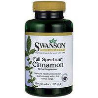 Swanson Cinnamon Cardiovascular Healthy Blood Sugar Glucose Levels Metabolic Support Cinnamomum Cassia (bark) Herbal Supplement 375 mg (700 mg per 2 Capsule Serving) 180 Capsules (Caps)