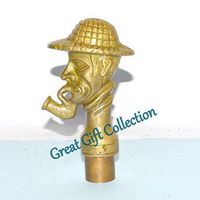 SMOKKER MEN BRASS ANTIQUE HEAD HANDLE DESIGN FOR WALKING STICK CANES SHAFT