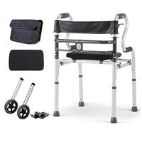 Advanced Medical Walker Aluminum Alloy Walker with Sitting Board + Wheels for Elderly, Seniors, Handicap, Disabled Max 180 Kg(400lbs)