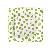 Caspari Spots Square Paper Salad & Dessert Plates in Green, 8 Per Package