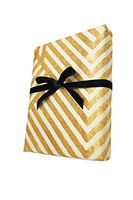 Marble+Vine Best Thick ECO-Friendly Gift WRAP: Geometric ZIGAG Ivory & Gold Sparkle (Set of 2 Rolls)