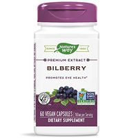 Nature's Way Bilberry Extract 36% Anthocyanins 160 mg Potency, 60 Capsules
