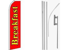 Moon Knives Breakfast Red Yellow Swooper Super Flag & 16ft Flagpole Kit/Ground Spike - Party Decorations Supplies for Parades - Prime Outside, Garden, Men Cave Decor Flag