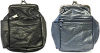 [2-Pack] Eclipse Full Lamb Skin Cigarette Case Pouch, Coin Purse, Lighter Holder & 2 Zipper Pockets, Holds 100s Size (Long) Cigarettes, 3204 {Choose Your Own Colors!} (Black & Blue)