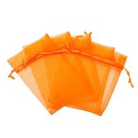 KUPOO Pack of 50PCS 5x7 Organza Drawstring Gift Bag Pouch Wrap for Party/Game/Wedding (Orange)