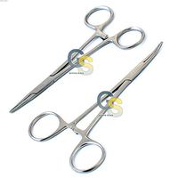 G.S 2 PCS Dog CAT PET Hair Puller Remover Stainless Steel HEMOSTAT Locking Forceps 5.5" Straight & Curved Full Serrated