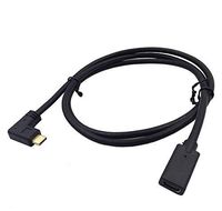 Kework 1.97ft USB 3.1 Type C Extension Cable, 90 Degree Angle Left & Right USB 3.1 Type C Male to Female Sync Charging and Data Transfer Cable Cord, Gold Plated Ends (Left & Right - FM)