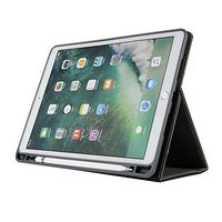 Sammid 2018 iPad Pro 11 Case, Pu Leather Full Body Protective Cover with Card Slots Tri-fold Stand Folio Business Cover with Pen Holder Easy Viewing Hand Strap Case for 2018 iPad Pro 11 - Black