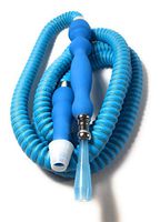 PHARAOH'S Silk Light Blue Hookah Hose, Washable W/a Grommet & 10 Mouth Tips