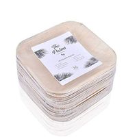 The Palms Bamboo Palm Leaf Plates, 25 Count, 7 Inch Square for Appetizers, Birthday Cake, BBQ, Dinner or Camping, Rustic Natural Dishware, Biodegradable Compostable