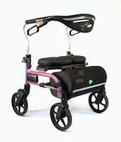 Evolution Trillium Lightweight Medical Walker Rollator with Seat, Large Wheels, Brakes, Backrest, Basket for Seniors Indoor Outdoor use (Mini, Pink)