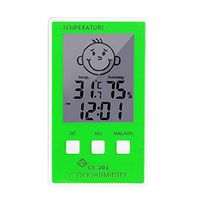 Ugthe Thermometer Baby Face LCD Digital Thermometer Hygrometer Temperature Humidity Meter Clock - Green