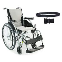 Karman S-Ergo 115 Ultra Lightweight Ergonomic Wheelchair | Seat Size 16" X 17" | Swing Away Footrest | Fixed Wheels in Silver & Free Black Wheelchair Seatbelt!