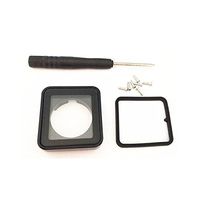 CLOVER Black Waterproof Case Replacement Lens Ring with Screws and Screwdriver Set for GoPro Hero 4 / 3+