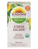 Sundown Organics Stress Escape Stress Relief Supplement for Occasional Stress with Passion Flower,* Gluten Free, 100% Non-GMO, 30 Tablets