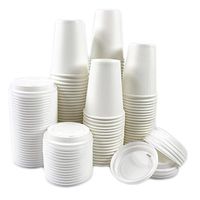 Black Cat Avenue 50 Sets 12 oz Disposable Hot White Paper Cups with Lids For Hot Drinks Coffee Cocoa Chocolate Latte Cappuccino
