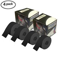 FOU Kinesiology Recovery Therapeutic Tape, Waterproof Muscle Support for Athlete,Sports Injury Tape 1 inch x 16.4 ft / 2.5cm x 5m (Black 4 Pack)