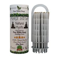 Natural Mystic Pre-Rolled Cones 1 1/4 Rolling Papers 84mm 100 Organic Unrefined White With 28 More Rolling Paper Each Preroll Cone with Filter Tips Raw Extract For Slow Even Burn Control Loader Funnel