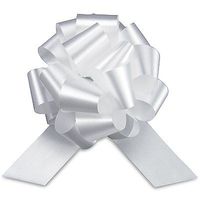 WHITE Pull String Bows - 5.5" Wide 20 Loops (1 & 7/8" ribbon) Set of 50 Bulk