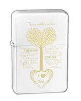 Hat Shark to My Mother in Law Tree Heart Rainbow Sweet Sayings Birthday, Mother's Day, Christmas, Anniversary, Laser Engraved Vector KGM Thunderbird Vintage Lighter - White Matte