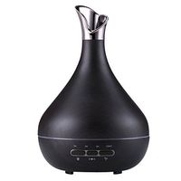 LuxLumi Paradise Peak Oil Ultrasonic Essential Oils Diffuser & Humidifier with Multi Color LED Light Motion Sensor Timer Bedroom Office Home Decor Spring Apartment Easter Gift (Dark Wood Grain)