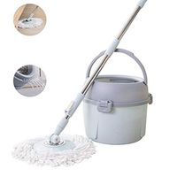 WLNKJ Floor Cleaning Mop, Rotating Mop Single Barrel Free Hand Washing Absorbent Mopping Bucket Suitable for Kitchen Bedroom Living Room+ 2 Cotton Head