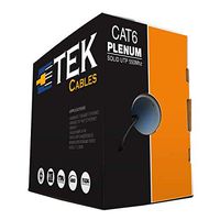 Cat6 Plenum CMP 1000FT 550Mhz 10Gigabit Network Ethernet Solid Cable Black, EIA TIA ETL, Fluke Tested