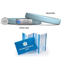 MedicBand Medical Alert ID Bracelet - Light Blue (lg.). Free Engraving. 8 Vibrant Colors! Free Shipping.