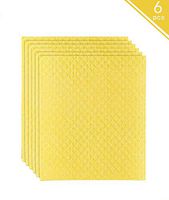 ddLUCK Dishcloth Cellulose Sponge Cloths - Bulk 6 Pack of Eco-Friendly No Odor Reusable Washable Cleaning Cloths for Kitchen - Absorbent Dish Cloth Hand Towel (Yellow)