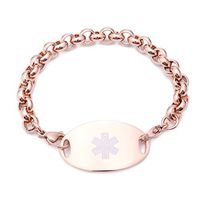Rose Gold Medical ID Tag & Rolo Bracelet - Diabetes Type 1