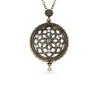 AKOAK 5X Portable Vintage Magnifying Glass Pendant Necklace for Library,Reading Fine Print,Zooming,Increase Vision,Jewelry and Gift (Flower-2)