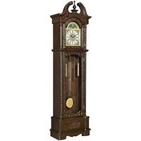 BOWERY HILL Grandfather Clock with Adjustable Volume Digital Chime in Rich Brown
