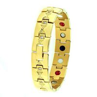 MeiShang Bracelets for Men Women Pain Relief for Arthritis and Carpal Tunnel Gold Plated Jewelry Bracelet with Magnets and Zircon