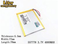 3.7V 4000mAh 557778 Lithium Polymer Ion Rechargeable Battery Lithium Polymer Li-Po Battery for MP4 GPS MP3 Bluetooth Stereo DIY Gift