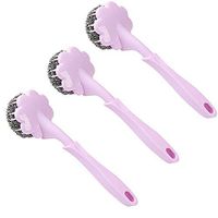 MOTZU 3 Pack Creative Steel Wire Scrubbers with Plastic Handle for Dish/Pot//Sink Brushes,Cleaning Steel Wire Balls（Random Color）