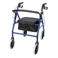 EVERYDAY YOLO Foldable Medical Bariatric Rolling Walker Aluminium Rollator Wheel Durable Heavy Duty Ergonomic Lightweight Height Adjustable Storage Health Beauty Curved Back Soft Seat Blue,Red,Black