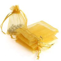 Sheer Drawstring Organza Gift Bags - 4x6 Inches Mesh Jewelry Pouches Wedding Party Festival Gift Candy Bags, Pack of 120 (Yellow)