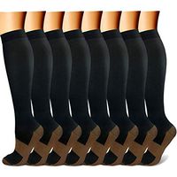 Compression Socks (8 Pairs), 15-20 mmHg is Best Athletic & Medical for Men & Women, Running, Flight, Travel, Nurses, Pregnant - Boost Performance, Blood Circulation & Recovery (8 copper, S/M)