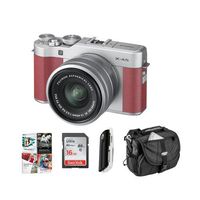 Fujifilm X-A5 24.2MP Mirrorless Digital Camera with XC 15-45mm f/3.5-5.6 OIS PZ Lens, Pink - Budle with 16GB SDHC Card, Camera Case, Card Reader, PC Software Package
