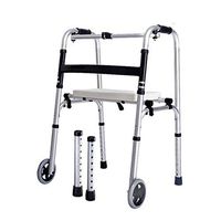 Multifunction Walker Adjustable Height with Wheels and Sitting Board Walker Aids for Elderly, Seniors, Handicap, Disabled,Max180kg