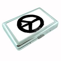 Peace Symbol Metal Silver Cigarette Case Holder RFID-Blocking Wallet